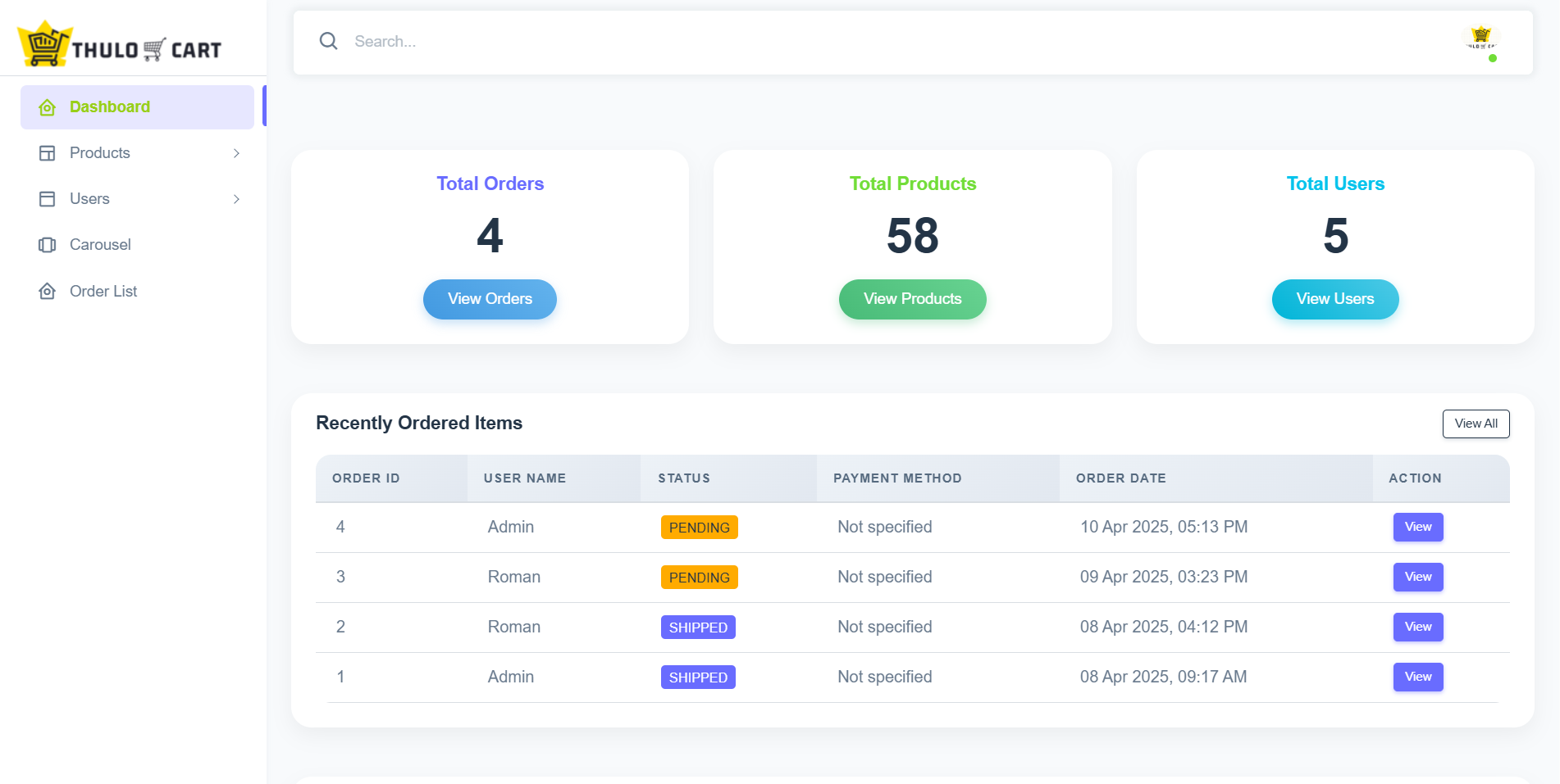 Admin Dashboard